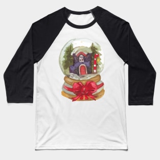 Christmas Globe Watercolor Baseball T-Shirt